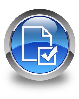 Anket simgesi parlak düğme mavi