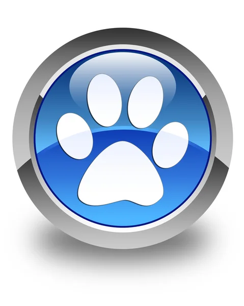 Animal Footprint Symbol glänzend blauer runder Knopf — Stockfoto
