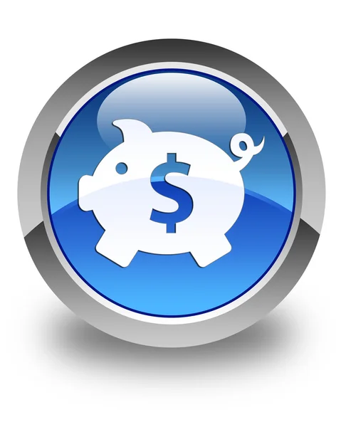 Piggy banco (sinal de dólar) ícone azul brilhante botão redondo — Fotografia de Stock