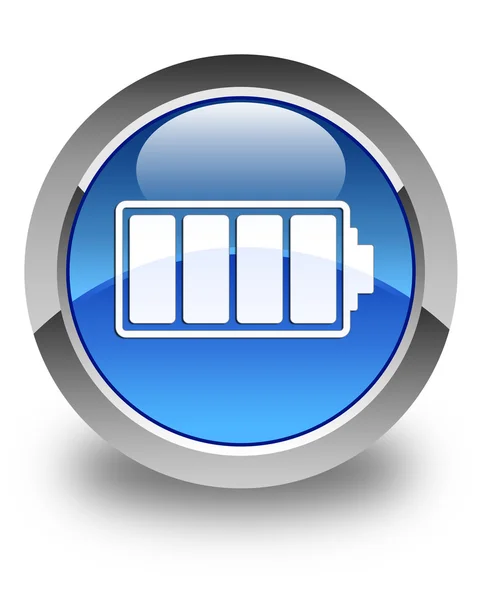 Battery icon glossy blue round button — Stock Photo, Image