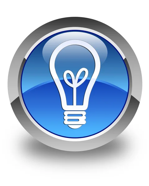 Glühbirne Symbol glänzend blauen runden Knopf — Stockfoto