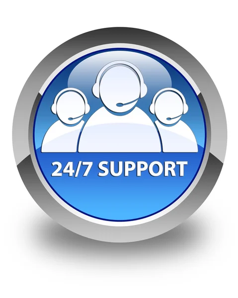 24by7 Support (Kundenbetreuungsteam-Symbol) glänzend blaue runde Taste — Stockfoto