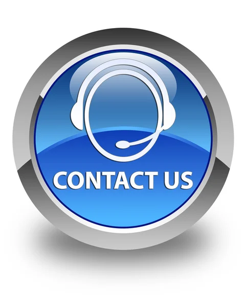 Skontaktuj się z nami (ikona opieka klienta) błyszczący niebieski okrągły przycisk — Zdjęcie stockowe