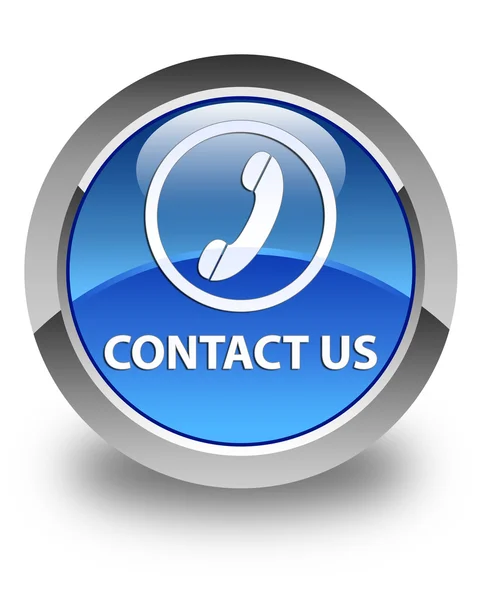 Contact us (phone icon) glossy blue round button — Stock Photo, Image