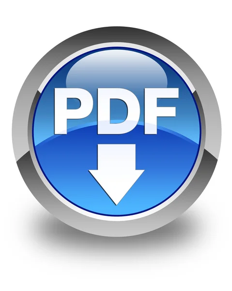 Pdf 下载图标光泽蓝色圆形按钮 — 图库照片