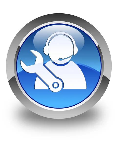 Tech wsparcie ikona lśniący niebieski okrągły przycisk — Zdjęcie stockowe
