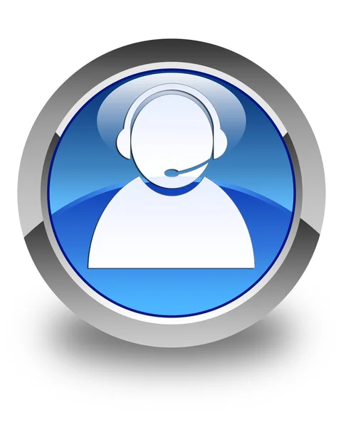 Customer care icon glossy blue round button — Stock Photo, Image