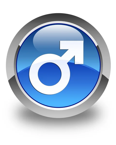 Signo masculino icono brillante botón redondo azul — Foto de Stock