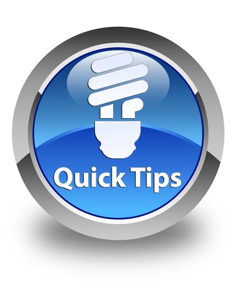 Quick tips (bulb icon) glossy blue round button — Stock Photo, Image