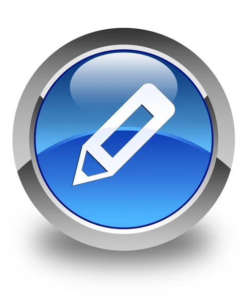 Lesklý ikona tužky modré kulaté tlačítko — Stock fotografie