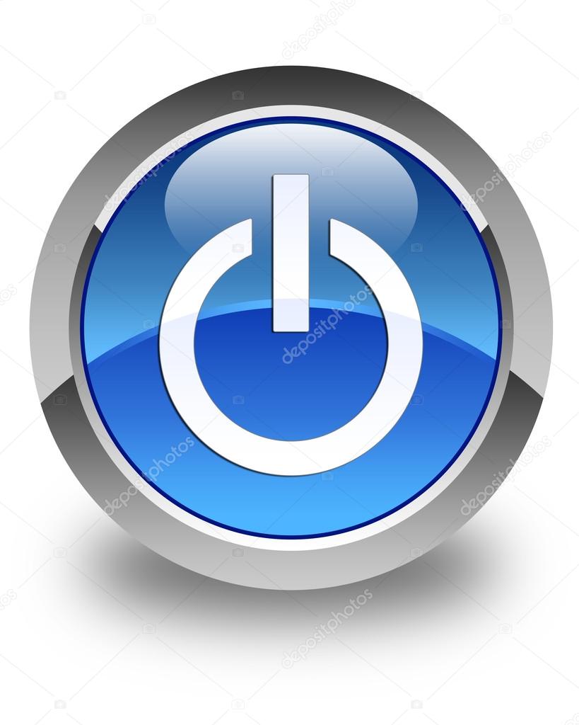 Power icon glossy blue round button
