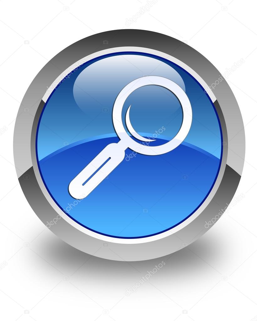 Magnifying glass icon glossy blue round button