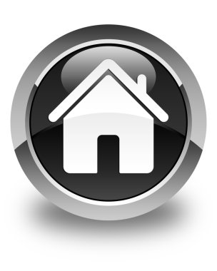 Ev simgesini parlak siyah yuvarlak düğmesi