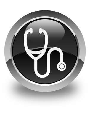 Stetoskop kutsal kişilerin resmi parlak siyah yuvarlak düğme