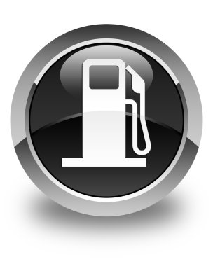 Yakıt dağıtıcı simgesi parlak siyah yuvarlak düğmesi