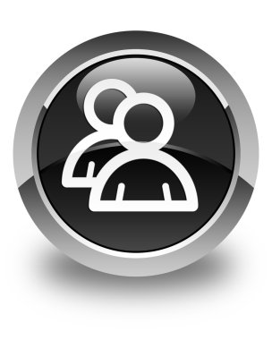 Grup simgesi parlak siyah yuvarlak düğme