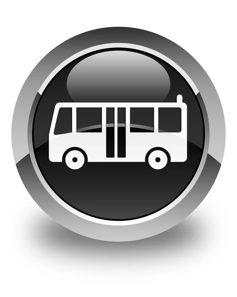 Bus icon glossy black round button — Stock Photo, Image