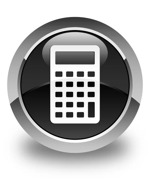 Kalkulačka ikonu lesklé černé kulaté tlačítko — Stock fotografie