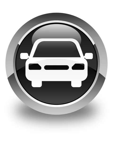 Car icon glossy black round button — Stock Photo, Image