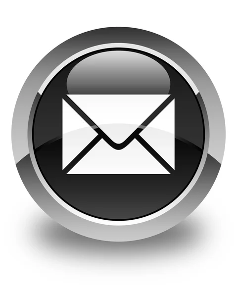 Ícone de e-mail brilhante botão redondo preto — Fotografia de Stock
