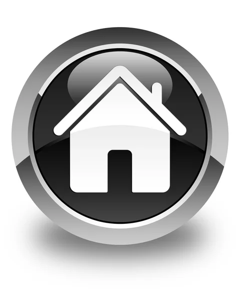 Home icon glossy black round button — Stock Photo, Image