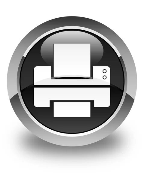 프린터 아이콘 광택의 검은색 라운드 버튼 — 스톡 사진