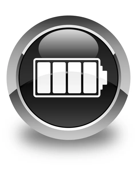 Icona della batteria nero lucido pulsante rotondo — Foto Stock