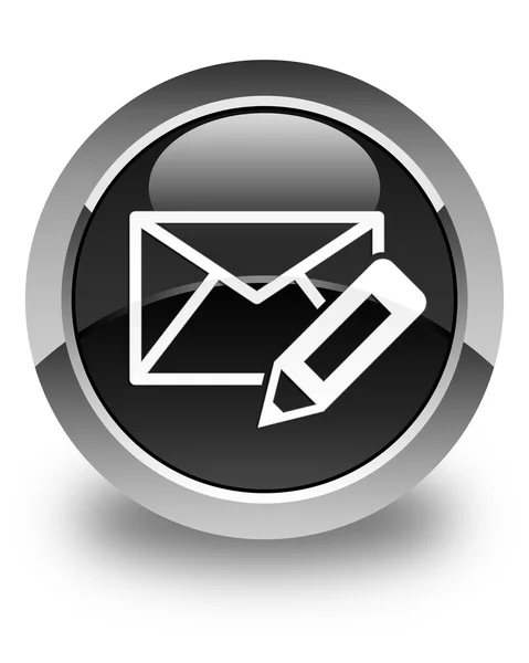 Editar ícone de e-mail brilhante botão redondo preto — Fotografia de Stock