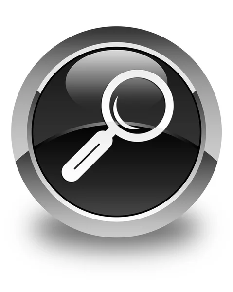 Magnifying glass icon glossy black round button — Stock Photo, Image