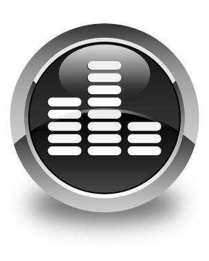 Equalizer'ı simgesi parlak siyah yuvarlak düğme