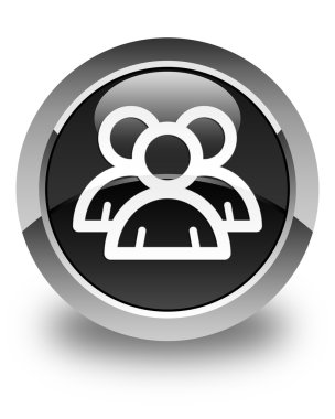 Grup simgesi parlak siyah yuvarlak düğme