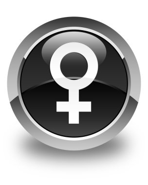 Kadın işareti simgesi parlak siyah yuvarlak düğmesi