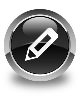 Kalem simgesi parlak düğme siyah