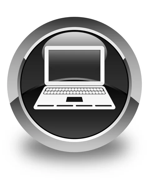 Laptop icon glossy black round button — Stock Photo, Image