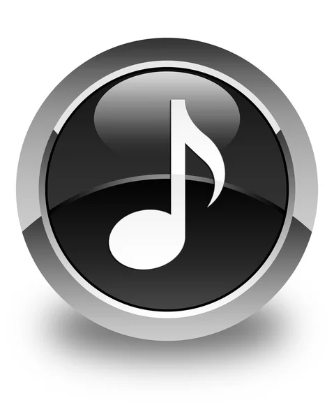 Ícone de música brilhante botão redondo preto — Fotografia de Stock