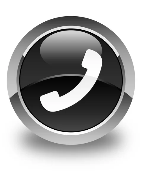 Icono del teléfono brillante botón redondo negro —  Fotos de Stock