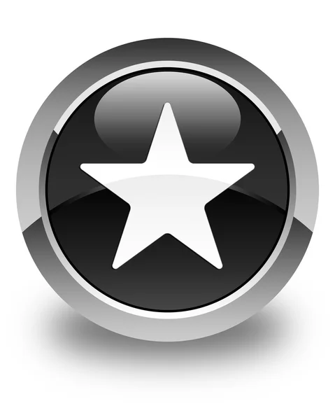 Star icon glossy black round button — Stock Photo, Image