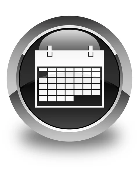 Icona del calendario pulsante rotondo nero lucido — Foto Stock