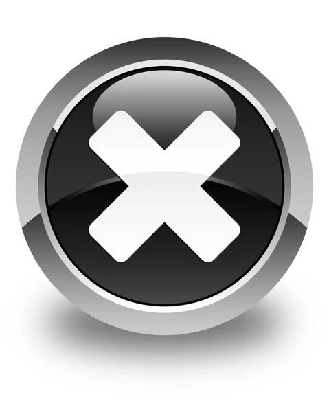 Cancelar ícone brilhante botão redondo preto — Fotografia de Stock