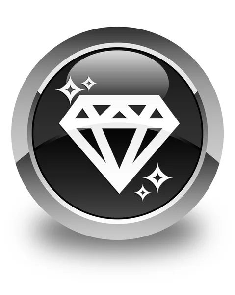 Diamond icon glossy black round button — Stock Photo, Image