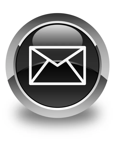 E-mail pictogram glanzend zwarte ronde knop — Stockfoto