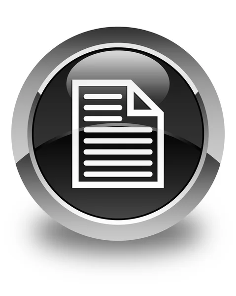 Document page icon glossy black round button — Stock Photo, Image