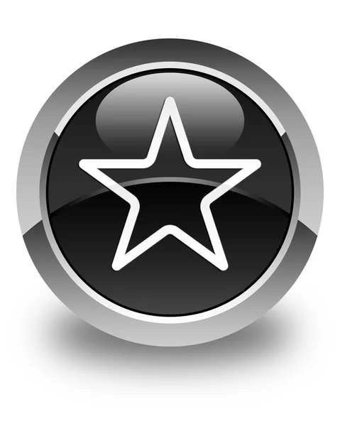 Star icon glossy black round button — Stock Photo, Image