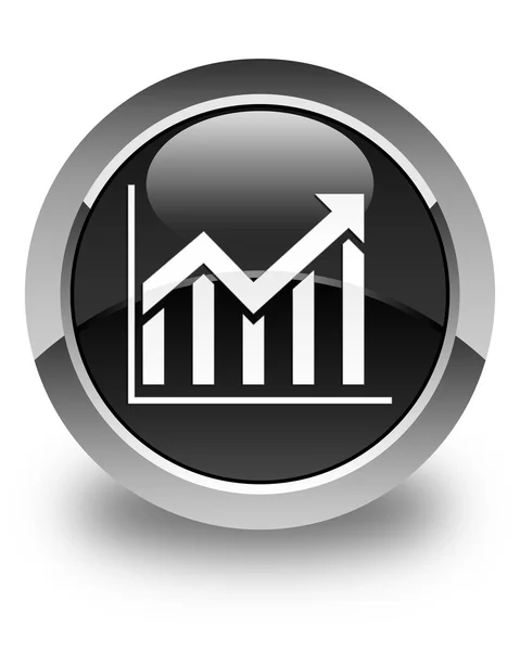 Statistiken-Symbol glänzend schwarzer runder Knopf — Stockfoto