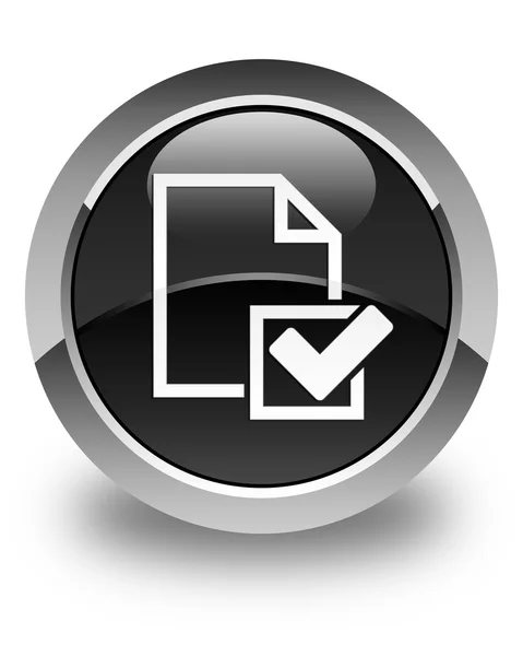 Ícone da lista de verificação botão redondo preto brilhante — Fotografia de Stock