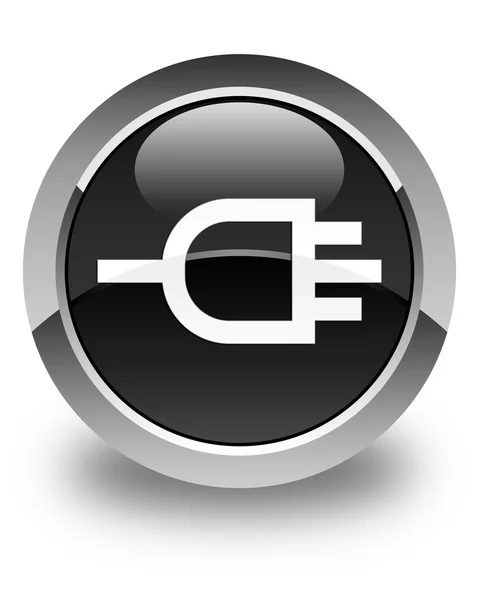 Connect icon glossy black round button — Stock Photo, Image