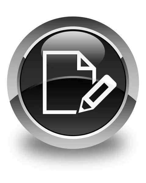 Edit document icon glossy black round button — Stock Photo, Image