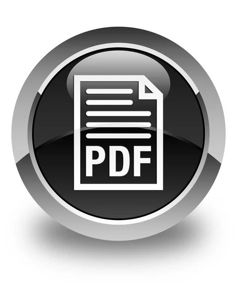Ikona dokumentu PDF błyszczący czarny okrągły przycisk — Zdjęcie stockowe