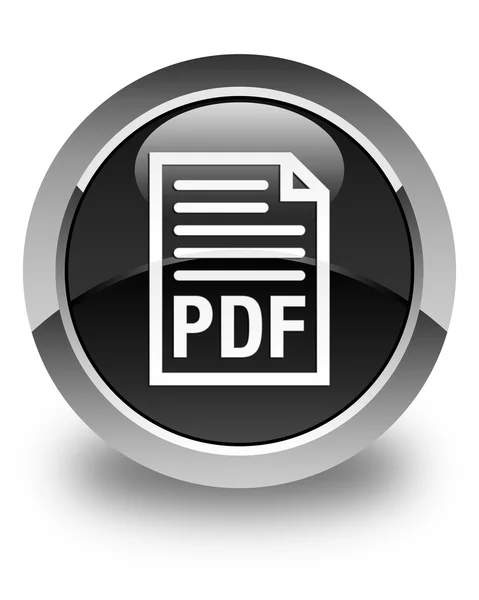 PDF belge simgesi parlak siyah yuvarlak düğmesi — Stok fotoğraf