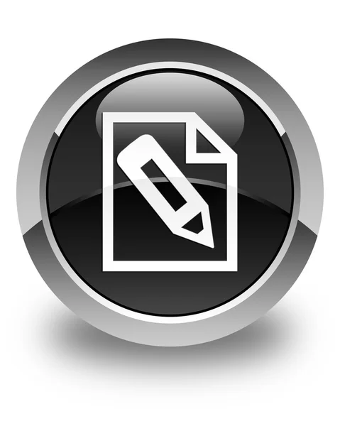 Карандаш в иконке страницы глянцевая черная круглая кнопка — стоковое фото